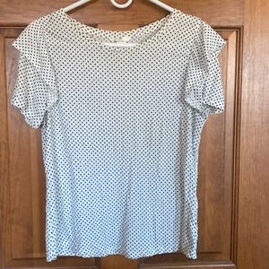 H&M ruffle polka dot short sleeve shirt 100% viscose